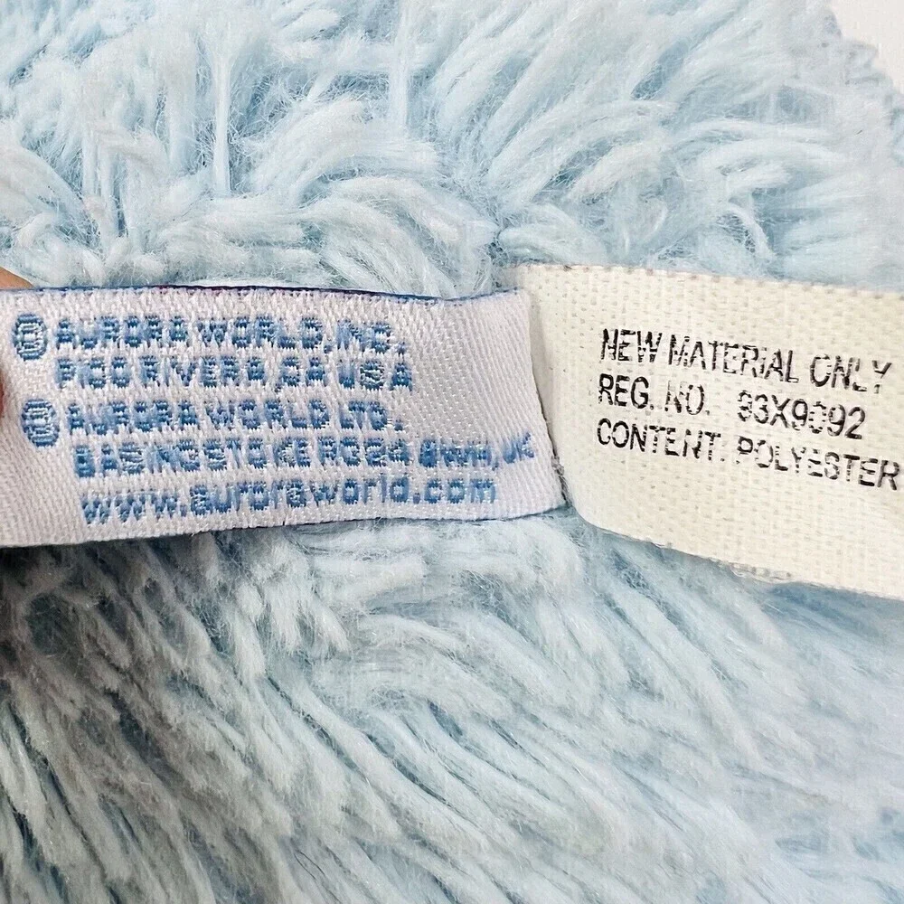 Aurora Baby Light Blue Polar Bear Plush Shaggy Floppy Ribbed Feet Stuffed Animal